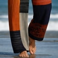 thumbnail image 4 of SGFCWSX Mens Harem Pants Patchwork Elastic Waist Drawstring Loose Boho Hippie Beach Casual Pants Multicolor Size L, 4 of 5