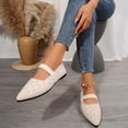 thumbnail image 4 of KEGIRLOM Women's Fashionable Casual Wear Versatile Plus-Size Loafers Solid Color Rhinestone Pointed Toe Flat Low-Cut Shoes Beige 6.5, 4 of 8