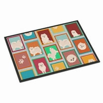 Lots of White Pomeranian Indoor or Outdoor Mat 24x36 36 in x 24 in