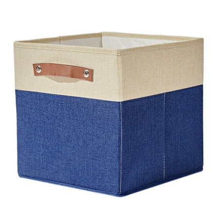 

Yipa Storage Box Toy Containers Cloth Fabric Collapsible Organiser Underwear Bra Sock Home Cube Snacks Folding Cubby Bedroom Dark Blue