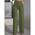 thumbnail image 4 of Women Wide Leg Pants Summer High Waisted Business Casual Work Dress Pants Trousers Slacks Green L, 4 of 9