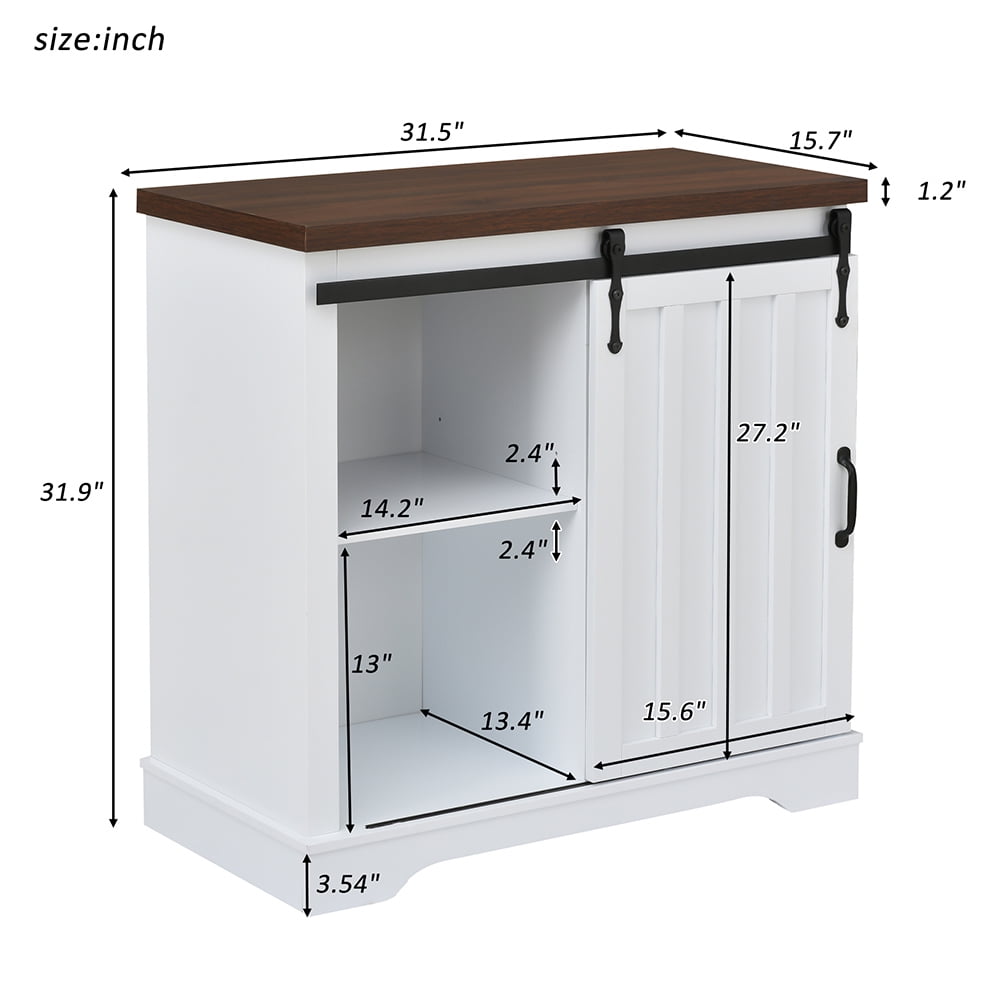 Resenkos Freestanding Bathroom Storage Cabinet,White Sliding Barn Door, Thick Top, Adjustable Shelf, White and Brown Resenkos Freestanding Bathroom Storage Cabinet,White Sliding Barn Door, Thick Top, Adjustable Shelf, White and Brown