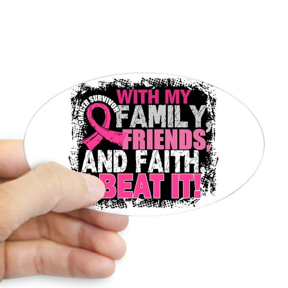 CafePress - Breast Cancer Survivor Familyfriend - Sticker (Oval)