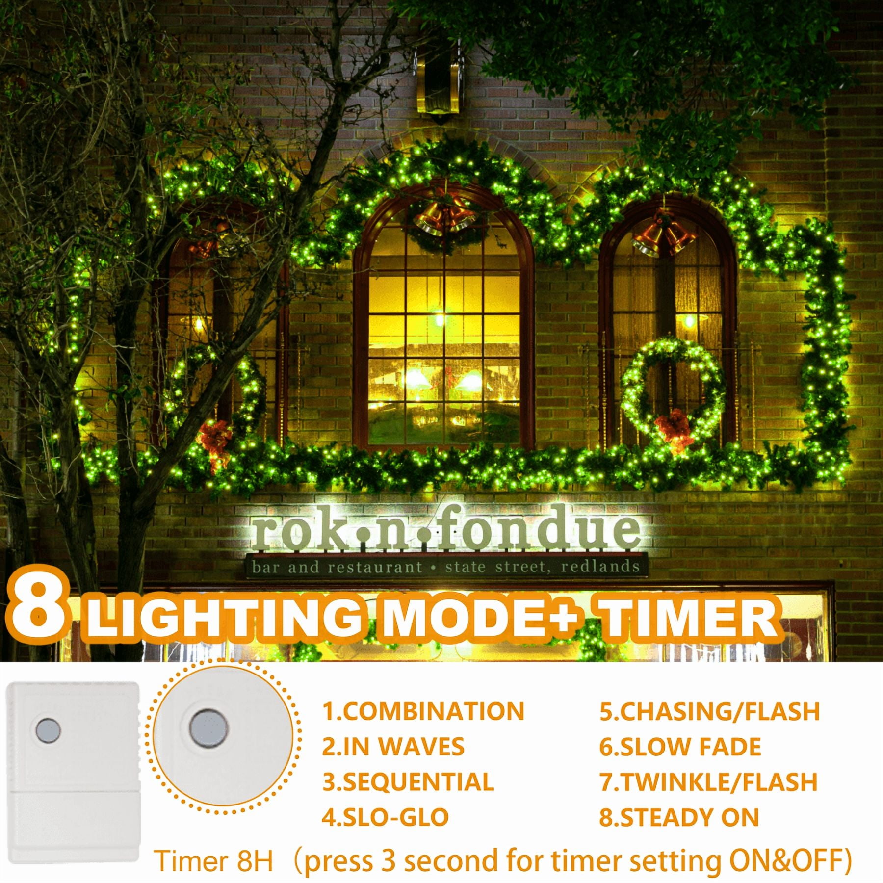 750 LED String Lights Cluster Lights - 41ft Green White Wire Outdoor Waterproof Lights, Plug in Indoor String Lights with 8 Modes & Timer Memory for Xmas, Christmas Tree