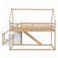 thumbnail image 4 of Twin Size Pine Wood High-Rise Bed Frame with Slide and Staircase, Natural, Bedroom, 4 of 16