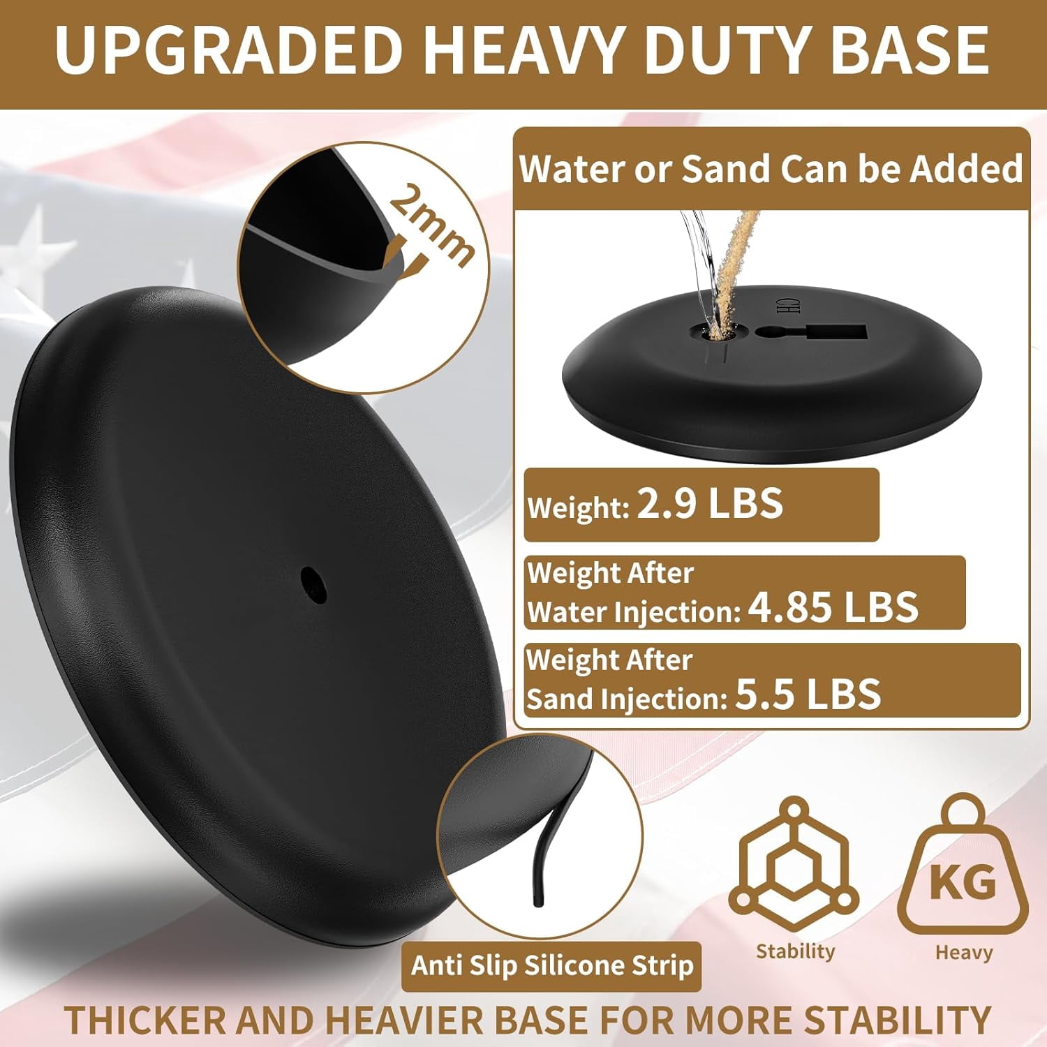 8 FT Indoor Flag Pole and Stand,Heavy Duty Indoor Flag Pole Kit with Weighted & Thickened Base, Eagle Topper,3x5 FT American Flag,Adjustable Presidential Indoor Flagpole for Office School City Hall