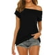 thumbnail image 5 of Camisetas de manga corta informales de verano con hombros descubiertos para mujer$Nuevo producto de verano europeo y americano Camiseta sexy sin tirantes informal de cuello redondo para, 5 of 6