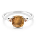 thumbnail image 2 of Gem Stone King 2.00 Ct Cushion Brown Tiger Eye 925 Silver and 10K Rose Gold Ring, 2 of 6