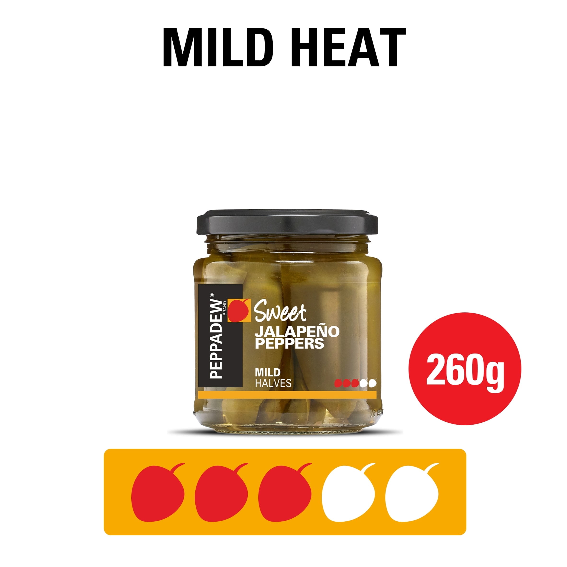 Peppadew Sweet Jalapeno Peppers, Mild Halves 260g, Imported from Britain
