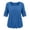 Blue, variant on Plus Size Tops for Women Lightweight Soft Square Neck Front Pleated Solid Color Blouses Loose A-line Adjustable 3/4 Rolled Sleeve Shirts XXL