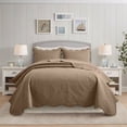 thumbnail image 2 of IR Imperial Rooms 3Pc Quilt Set-Embossed Bedspread For Adult Microfiber Floral Pattern Modern Quilt Set Lightweight King Beige, 2 of 9