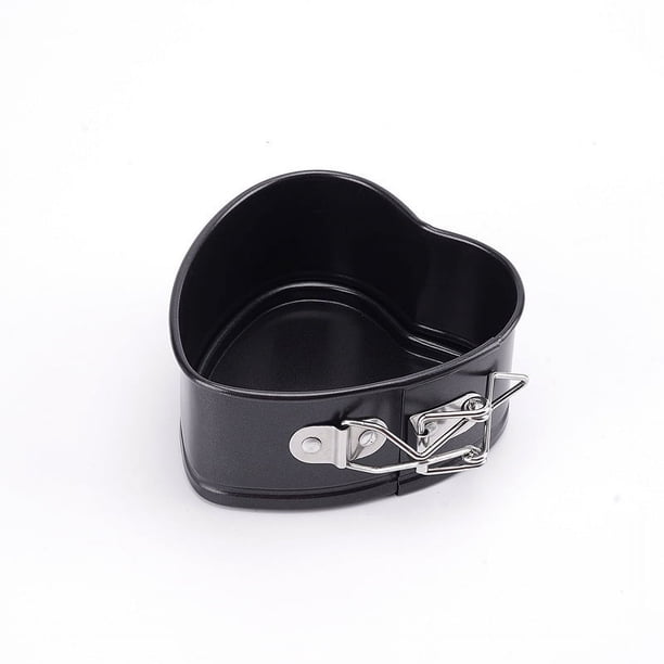 Zhuge Molde para tarta de queso antiadherente de 4 pulgadas con base desmontable y base a prueba de fugas (negro, en forma de corazón)