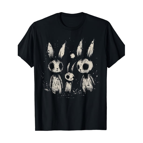 220g Creepy Cute Bunny Rabbits Horror Goth Grunge Alt Aesthetic T-Shirt