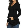 thumbnail image 5 of Olyvenn Maternity Hoodie Long Sleeves Shirts with Pocket Casual Maternity Top Pregnancy Sweatshirt Casual Clothes Black 6, 5 of 5
