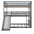 thumbnail image 5 of Full-Over-Full-Over-Full Triple Bed with Built-in Ladder and Slide , Triple Bunk Bed with Guardrails, Gray, 5 of 9