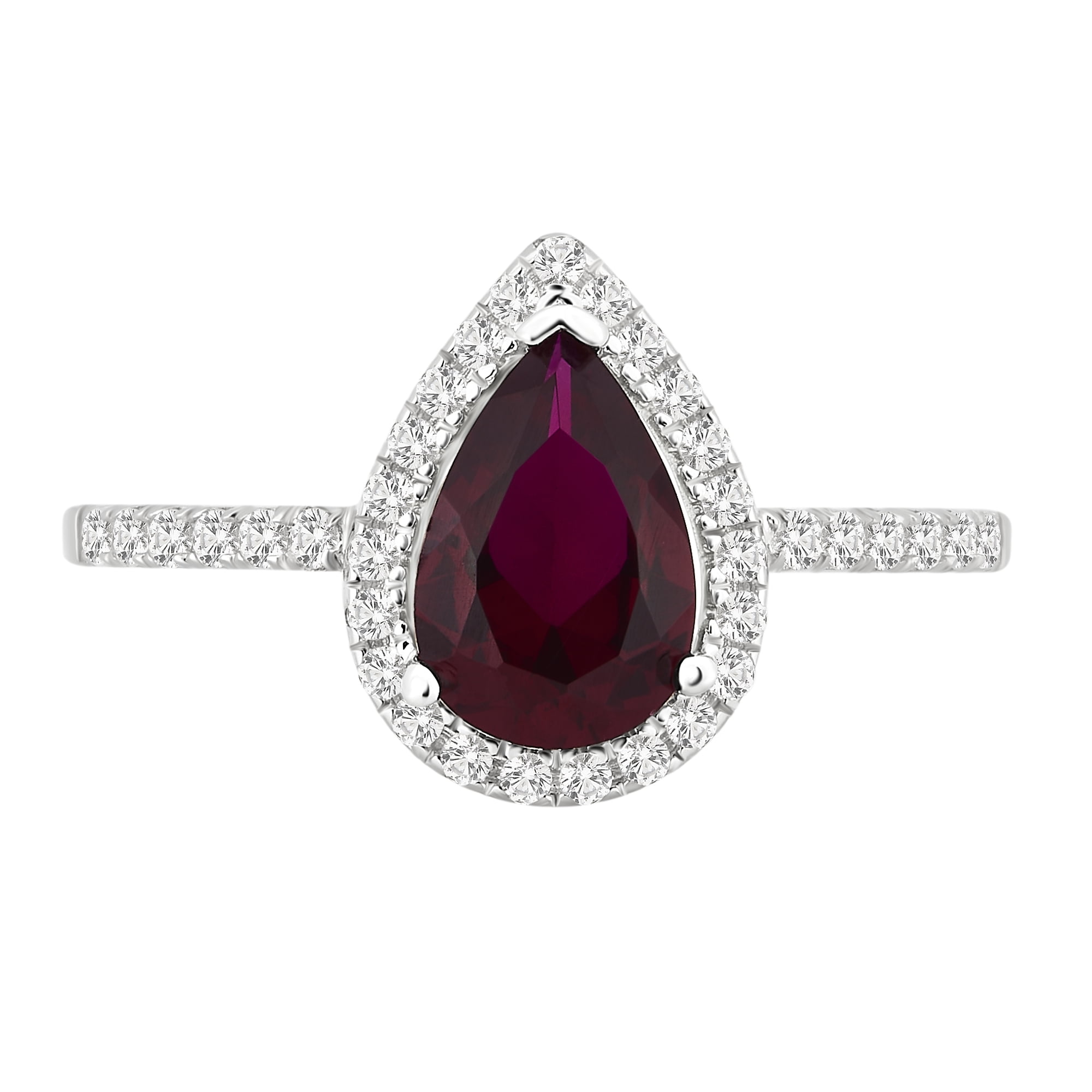 Ruby Engagement Ring 3.00 CT White Pear Real Moissanite 925 Sterling Silver 