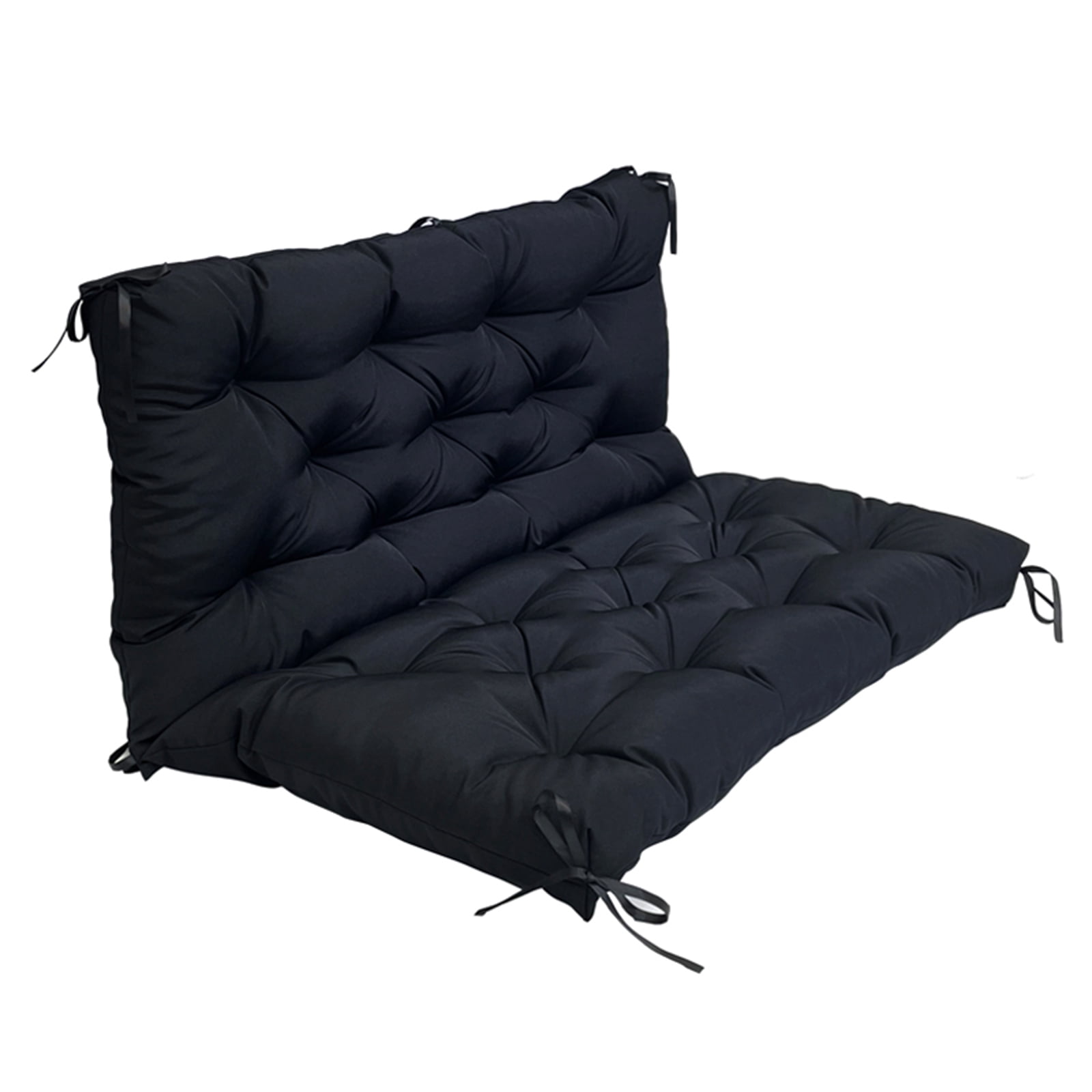 Eurhowing Outdoor Bench Cushion Waterproof, 60"x40"x4" Thick Patio Swing Chair Cushions with Ties, All-Weather High Density Foam Seat Pad for Porch Garden Furniture, Black