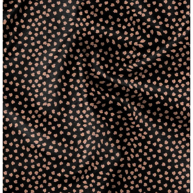 Soimoi Black Poly Georgette Fabric Shells Ocean Print Fabric by the Yard 52 Inch Wide
