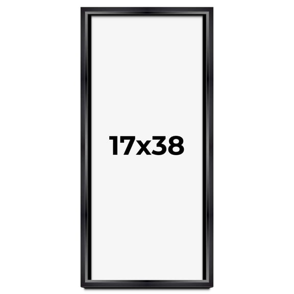 17x38 Shadow Box Frame Black | 1.25 inches Deep Real Wood Contemporary Shadowbox Display Frame | UV