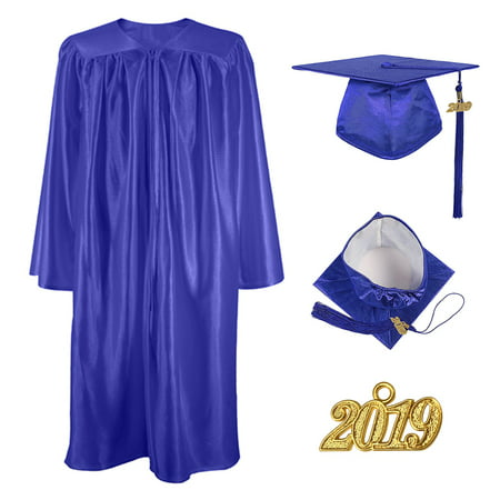 TOPTIE Unisex Shiny Preschool and Kindergarten Graduation Gown Cap Tassel Set 2019 Costume Robes for Baby Kids-Purple-XL