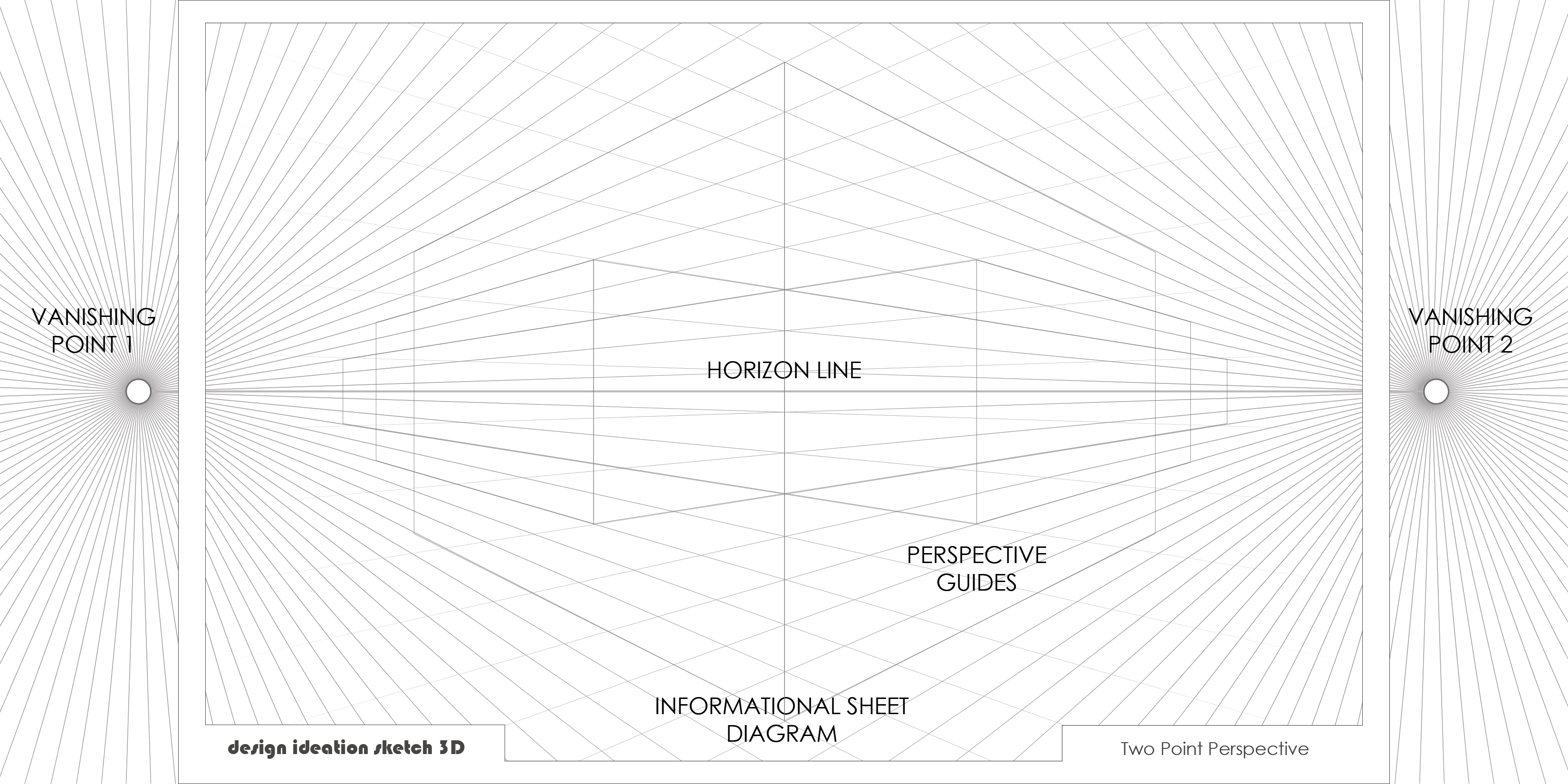Perspective Grid Pad. Removable Sheets. Mixed Media Paper. Reinforced Lay Flat Binding. 2 Point. Grey. (11" X 17") PAD-2550-TS-H (2 Pads)