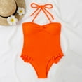 thumbnail image 6 of Sngxgn Women's Ribbed Swimsuit Tie Side Bathing Suits Ladies Swimwear(Orange,M), 6 of 7