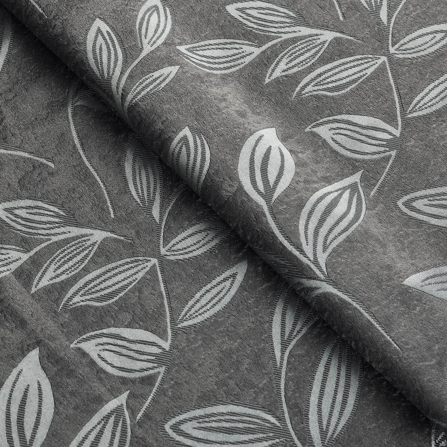 Leaves Blackout Curtain Panels, 42" x 84", Nickel Black by Blue Nile Mills