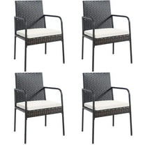 Pemberly Row 4PCS Patio Wicker Rattan Dining Chairs for Garden in Brown