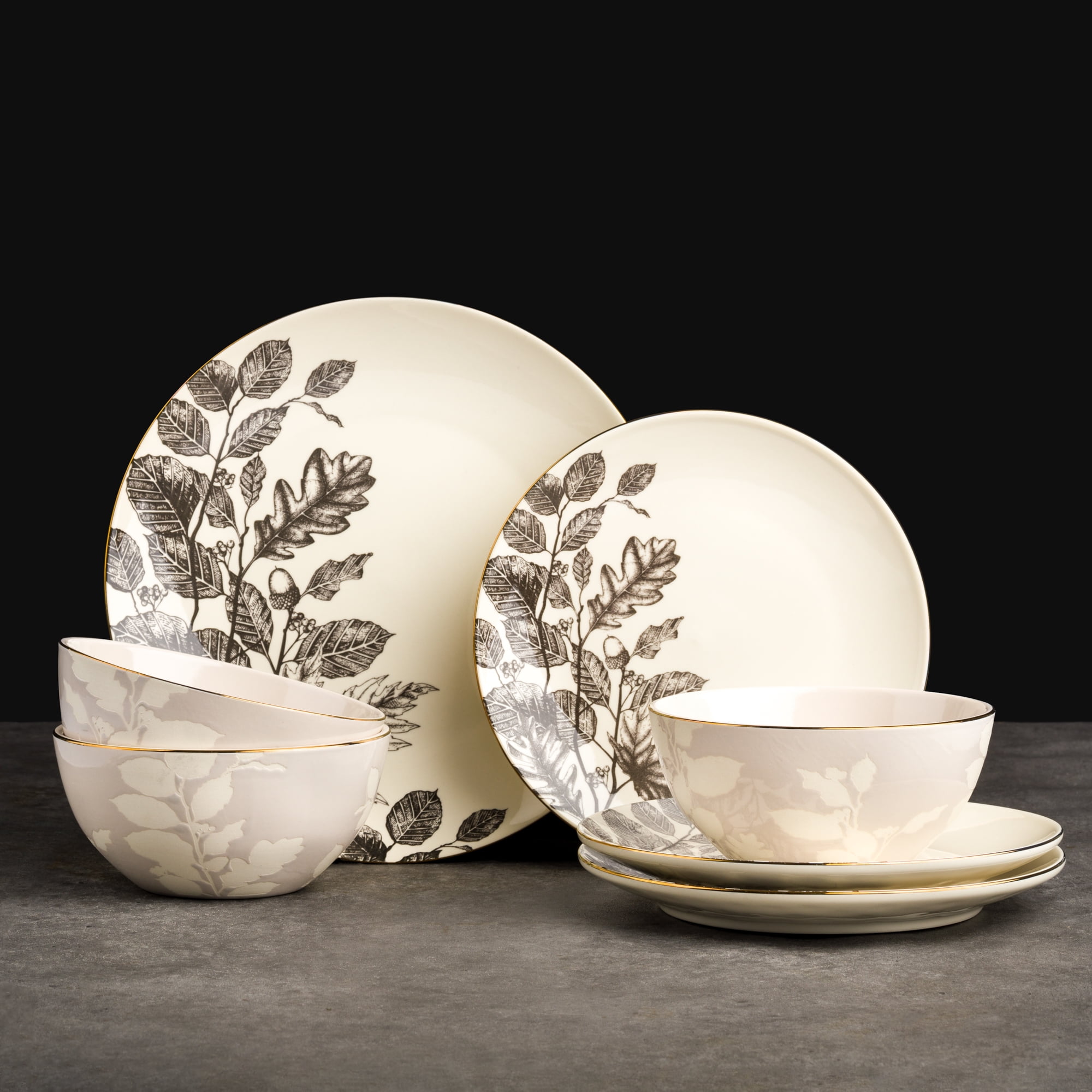 Thyme & Table 12-Piece Stoneware Dinnerware Set, Harvest - Walmart.com