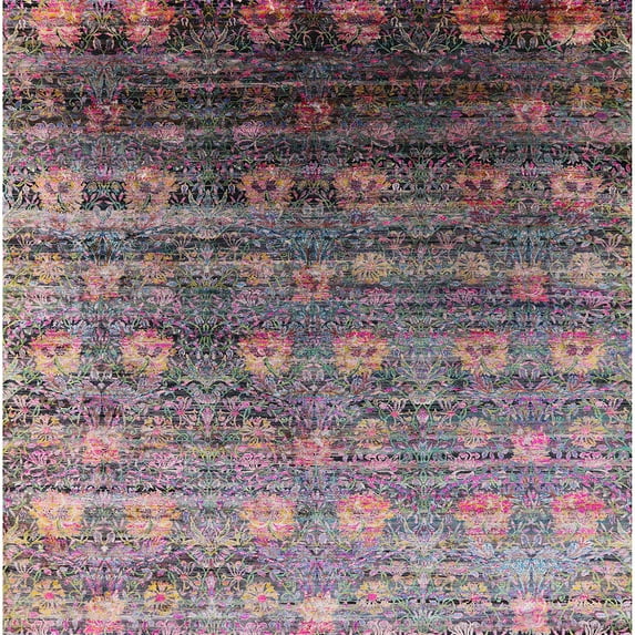 Ahgly Company Machine Washable Indoor Square Industrial Modern Velvet Maroon Purple Area Rugs, 6' Square