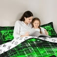 thumbnail image 6 of Homewish Chic Game Console Full Size Comforter Sets, Black Green Cartoon Bedding Comforter Set, Teens Kids Boys Child Reversible Bedding Sets, Lightweight Room Decor, 3-Piece, 6 of 9