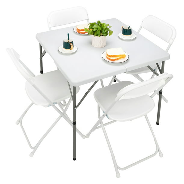 Small Folding Table, 34" Portable Folding Plastic Dining Table With