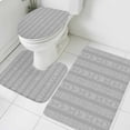 thumbnail image 3 of Gray Striped Bath Mat 3 Piece Bathroom Rug Set, Modern Abstract Art Geometric Stripes Non Slip Bath Rug Contour Mat and Toilet Lid Cover, Absorbent Shower Mats Soft Bath Rugs and Mats Sets, 3 of 8
