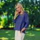 thumbnail image 5 of Camiseta blanca para mujer,Camiseta informal estampada de manga 3/4 para mujer, corte holgado, poliéster, cuello redondo, para uso diario, sopatenor, 5 of 9