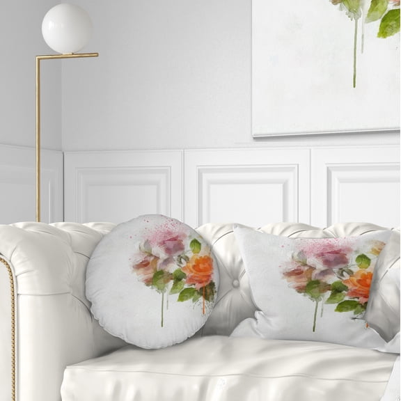 Designart Abstract Hand drawn Flowers Sketch - Flowers Throw Pillowwork - 12x20