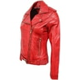 thumbnail image 2 of Womens Genuine Red Lambskin Leather Jacket Motorcycle Biker Leather Jacket W461, 2 of 4