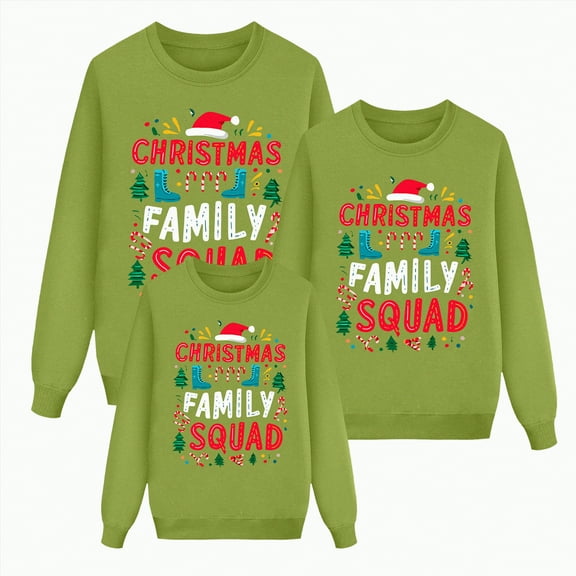 Rotm Christmas Family Shirts Matching Family Christmas Sweatshirts Xmas Ugly Funny Pullover Tops Long Sleeve Holiday Shirts for Mom Dad Clothes Green,4-5 Years