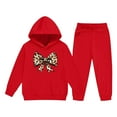 thumbnail image 4 of Eltusu Girls Outfit Sets, Printed Long Sleeve 2 Pieces Relaxed Fit Hoodies and Sweatpants Sets Red Size 13-14 T, 4 of 5