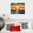 thumbnail image 5 of Nawypu  Ocean Seascape Wall Canvas Art: Sunset Sea Scenic Picture Print Dock Landscape Beach Birds Artwork Painting for Living Room Bedroom Decor, 5 of 5
