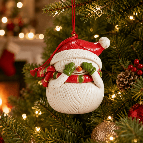 Snowman Christmas Hanging Decoration With Red Hat And Scarf Winter Pendant For Christmas Tree Window Mantel Door Holiday Decor 3.1 Inches A