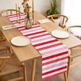 thumbnail image 3 of Red Pink Striped Table Runner - 120 Inch Long, Kitchen Dining Table Runner Dresser Scarves, Farmhouse Stripes Simple Art Farmhouse Decor for Coffee Tables Wedding Party Banquet, 3 of 8