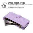 thumbnail image 5 of Magnetic Clasp Flip Stand Case for iPhone 17 Pro with Lanyard 5-Card Holder  Butterfly Flower Multi-card Zipper Wallet Leather Phone Case,Light Purple,For iPhone 17 Pro, 5 of 8