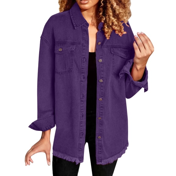 WCJM Black Button Up Shirt Womens Women Shirts Washed Denim Shirt Jacket Fashion Casual Women's Jacket