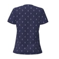 thumbnail image 6 of Honeii Anchors Heart Blue Print Women's V-Neck T-Shirt,Short Sleeve V Neck Tees Tops for Women , Perfect for Work, Travel, and Everyday Wear, 6 of 7