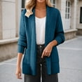 thumbnail image 2 of Miluxas Women's Lightweight Cardigan Sweaters Solid Color Long Sleeve Knit Soft Loose Top Coat Blue XL(XL), 2 of 5