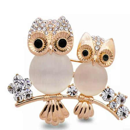 Women Double Owl Rhinestone Brooch Pin Girls Animal Alloy Crystal Breastpin Female Wedding Birthday (The Best Pin Up Girls)
