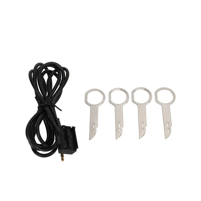 Adaptador de cable de conector de audio, adaptador de cable auxiliar de entrada de audio de 3,5 mm con 4 reemplazos de herramientas de extracción para Fiesta MK2 Transit Fusion