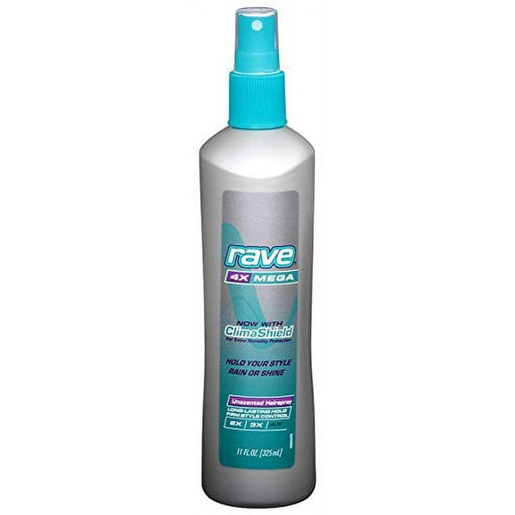 Rave 4X Mega Hairspray with Clima Shield Unscented 11oz Each