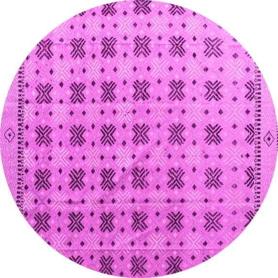 Ahgly Company Indoor Round Abstract Pink Modern Area Rugs, 7' Round