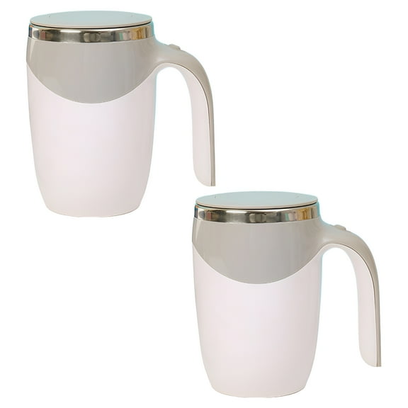 ACDANC 2Pcs Automatic Stirring Coffee Mug,304 Stainless Steel Coffe Mug,Smooth Texture Heated Coffee Mug,Battery Model,380Ml